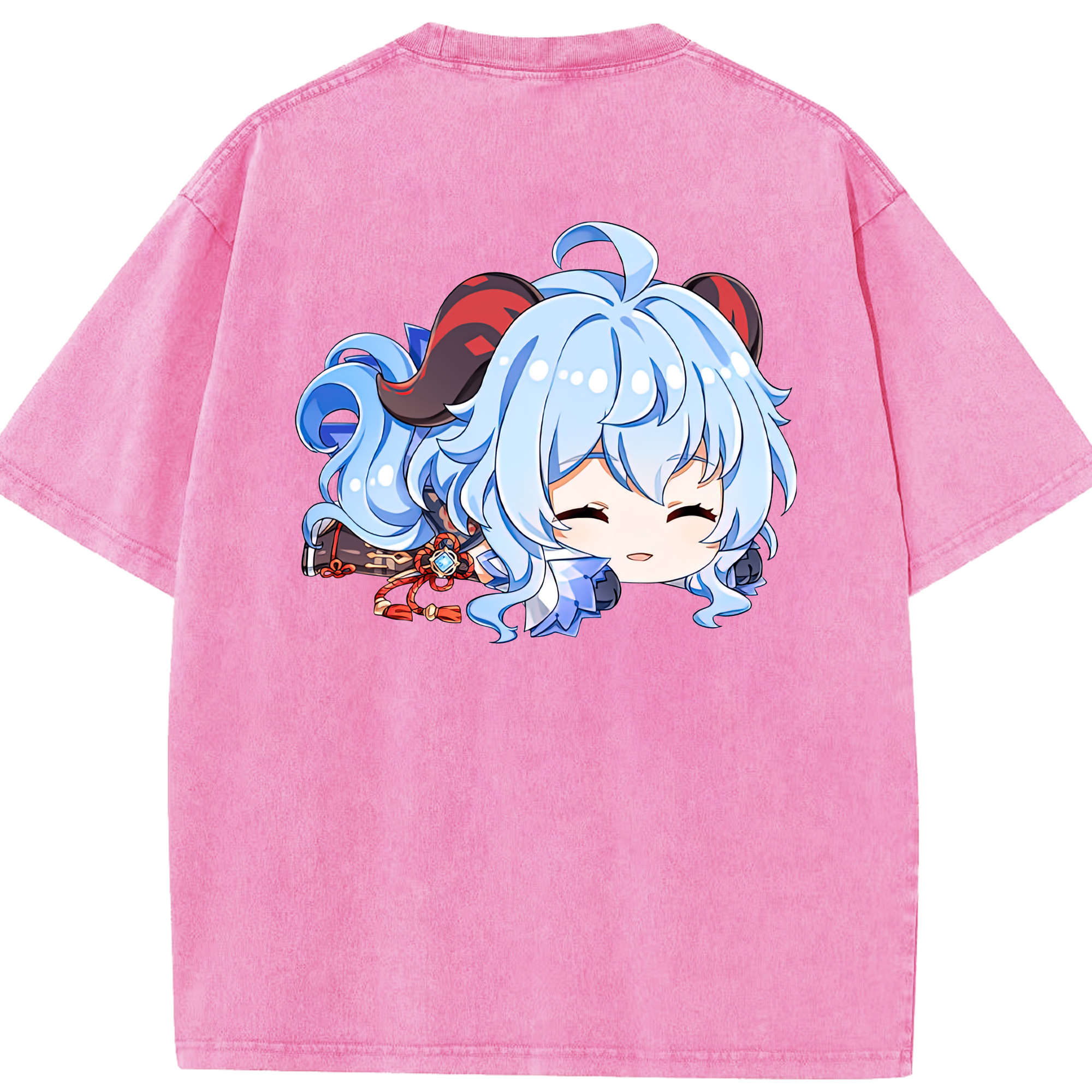 げんし神 甘雨 かんう genshin Ganyu 綿100% ヴィンテージ風 半袖Tシャツ（背面プリント）